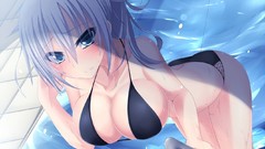 Woman cleavage long hair