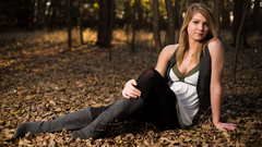 Woman cleavage outdoors