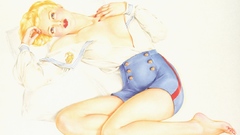 Woman cleavage pinups