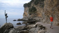Woman cliffs rocks montenegro