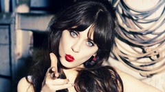 Woman close-up Actress brunettes singers models zooey deschanel