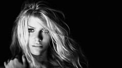 Woman close-up black background faces monochrome blondes 