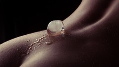 Woman close-up black background water drops nude Natalia arched 