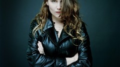 Woman close-up blue background Laetitia Casta Actress brunettes 