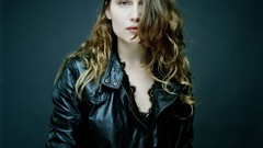 Woman close-up blue background Laetitia Casta Actress brunettes 