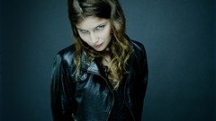 Woman close-up blue background Laetitia Casta Actress brunettes 