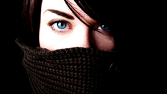 Woman close-up blue eyes