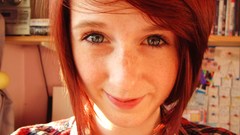 Woman close-up blue eyes