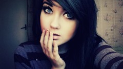 Woman close-up blue eyes brunettes