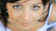 Woman close-up brown smiling brown eyes brunettes