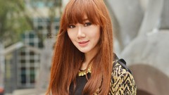 Woman close-up Camille faces redhead outdoors asians long hair 