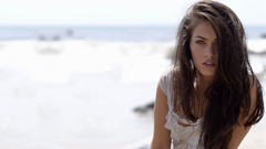 Woman close-up Celebrity Megan Fox faces Actress outdoors long 