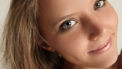 Woman close-up clover faces blondes blue eyes