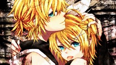 Woman close-up couple blondes hugging male short hair vocaloid 