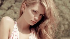 Woman close-up dress faces outdoors blondes long hair brown 