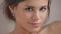 Woman close-up earrings smiling brown eyes brunettes Little 