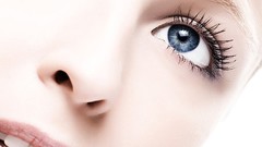 Woman close-up eyes blue