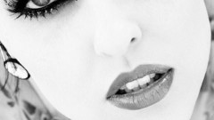 Woman close-up eyes grayscale
