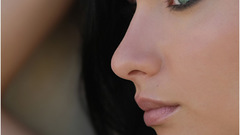 Woman close-up eyes green