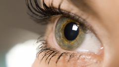 Woman close-up eyes green