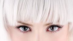 Woman close-up eyes white