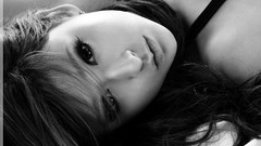 Woman close-up faces asians grayscale