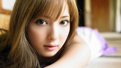 Woman close-up faces asians long hair brown eyes brunettes 