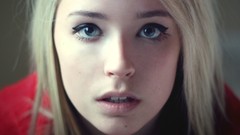 Woman close-up faces blondes blue eyes