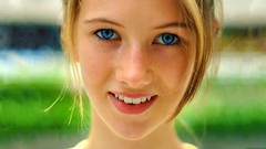 Woman close-up faces blondes blue eyes portraits