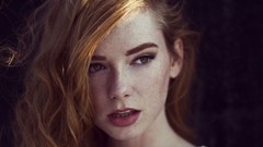 Woman close-up faces blondes freckles