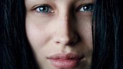 Woman close-up faces blue eyes brunettes