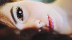 Woman close-up faces brown eyes brunettes dark eyes pale skin