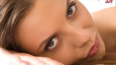 Woman close-up faces brown eyes brunettes models lying down