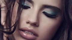 Woman close-up faces brunettes models adriana lima open mouth 