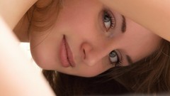 Woman close-up faces brunettes pale skin