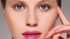 Woman close-up faces gray eyes