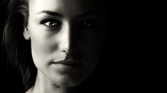 Woman close-up faces grayscale