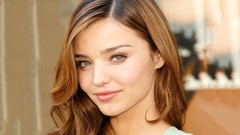 Woman close-up faces long hair blue eyes brunettes miranda kerr
