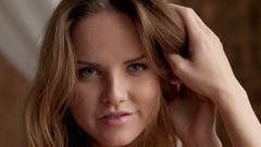 Woman close-up faces long hair blue eyes brunettes teen 