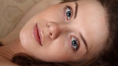 Woman close-up faces long hair blue eyes brunettes teen Anita C