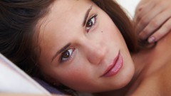 Woman close-up faces long hair brown eyes brunettes models 