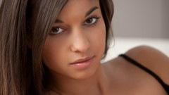 Woman close-up faces long hair brown eyes brunettes teen nika 