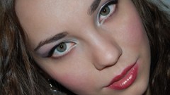 Woman close-up faces long hair brunettes teen hazel eyes