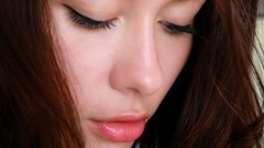 Woman close-up faces looking down brunettes Mila M