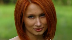 Woman close-up faces models orange hair Met-Art magazine Juline 