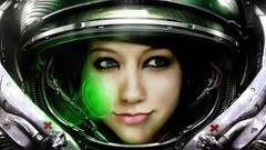 Woman close-up faces models outer space medic starcraft ii 