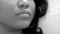 Woman close-up faces monochrome