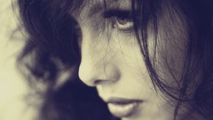 Woman close-up faces monochrome brunettes