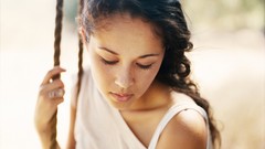 Woman close-up faces outdoors long hair brunettes singers 