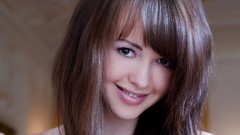 Woman close-up faces smiling brunettes models